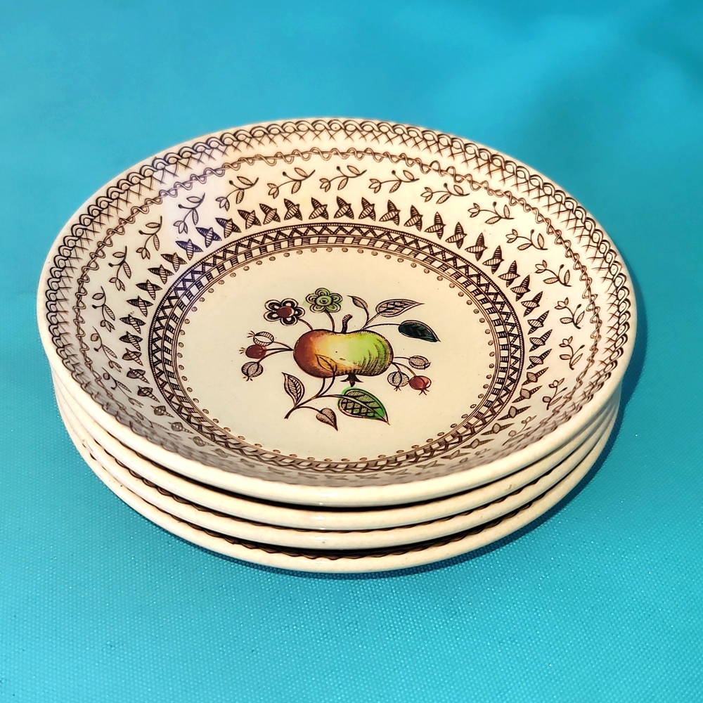 Johnson Bros Staffordshire Old Granite Fruit Sampler Saucers England Set of 4